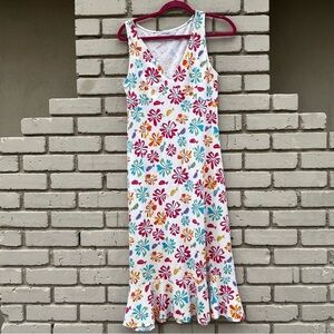 Fresh Produce Tank Floral Midi Dress with Ruffle in White - Size Small